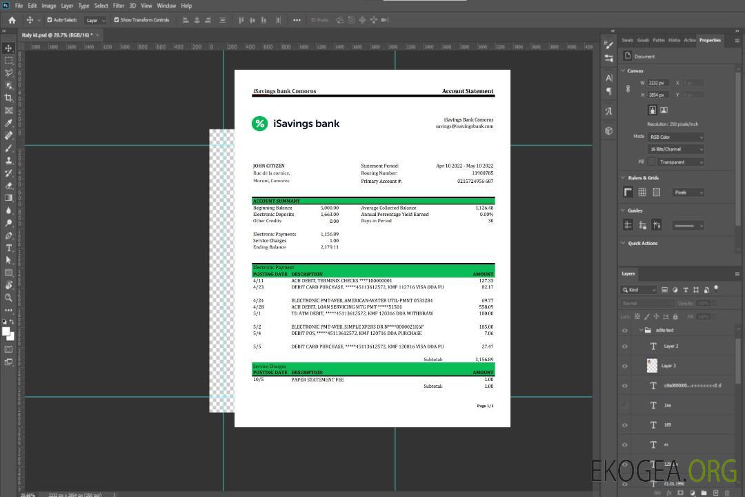 Relevé bancaire iSavings des Comores xls template Relevé bancaire iSavings des Comores xls template